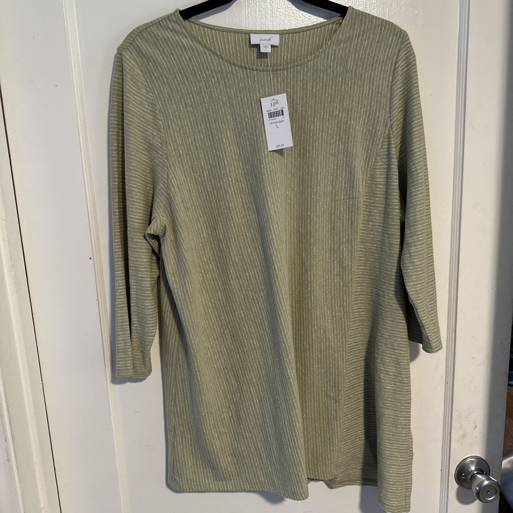 J Jill Pure Jill Hemp & Cotton Blend Oversized Tunic Pastel Green Size Large NWT